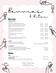 Bevvies & Bites Menu – Wink and Wave Spa at Bala Bay Inn