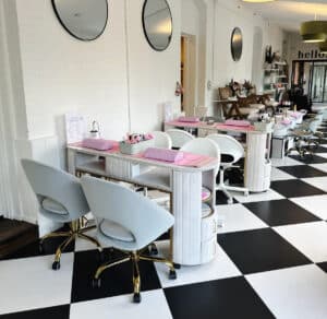 Manicure and pedicure stations at the Wink and Wave Spa at Bala Bay Inn