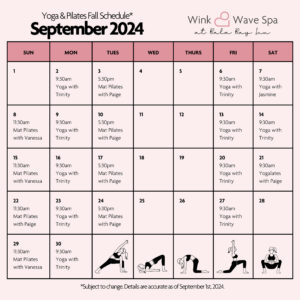 Wink and Wave Yoga at Bala Bay Inn Fall Schedule