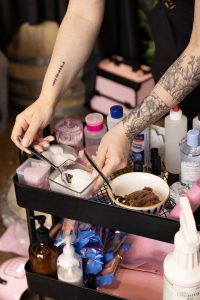 Close up of mani pedi tools and scrub